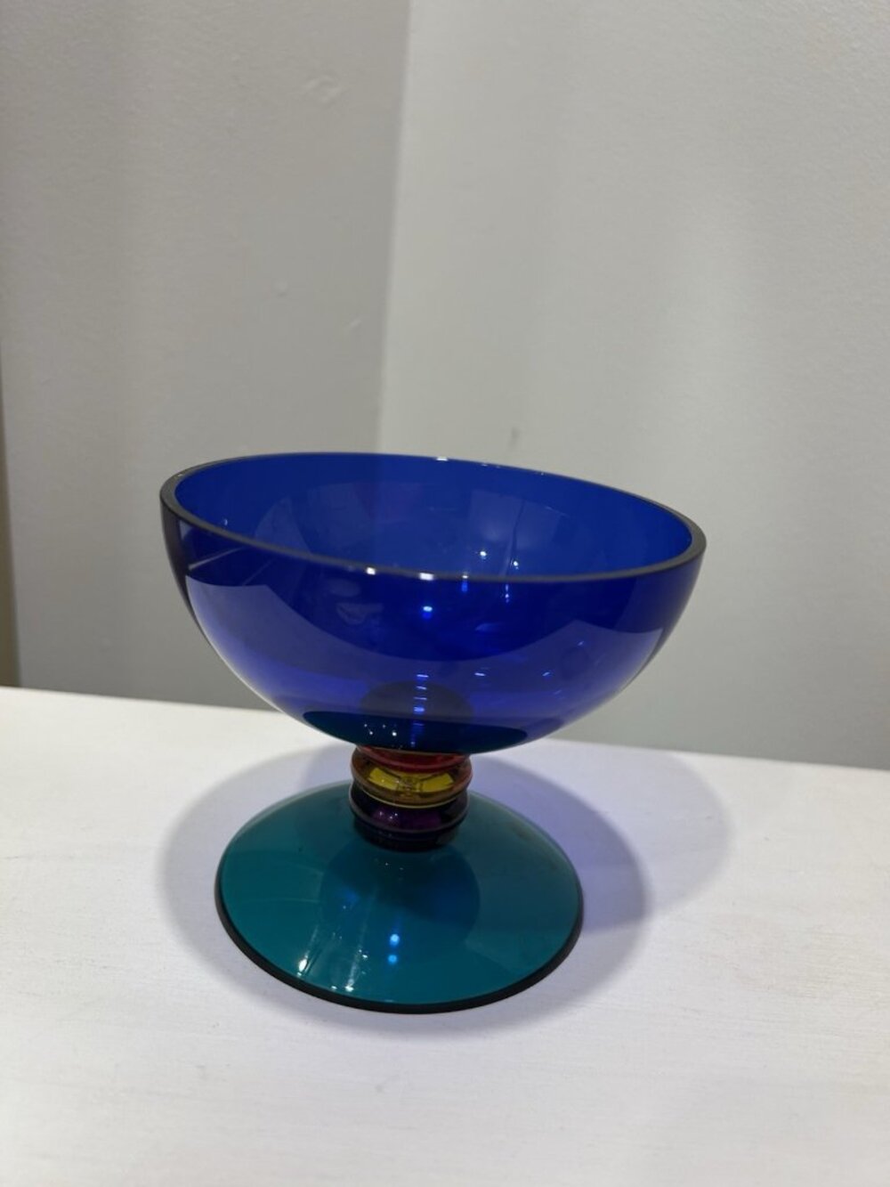 Guzzini Dessert Acrylic Glass Cobalt Blue Green Memphis 80s/90s Postmodern Coupe